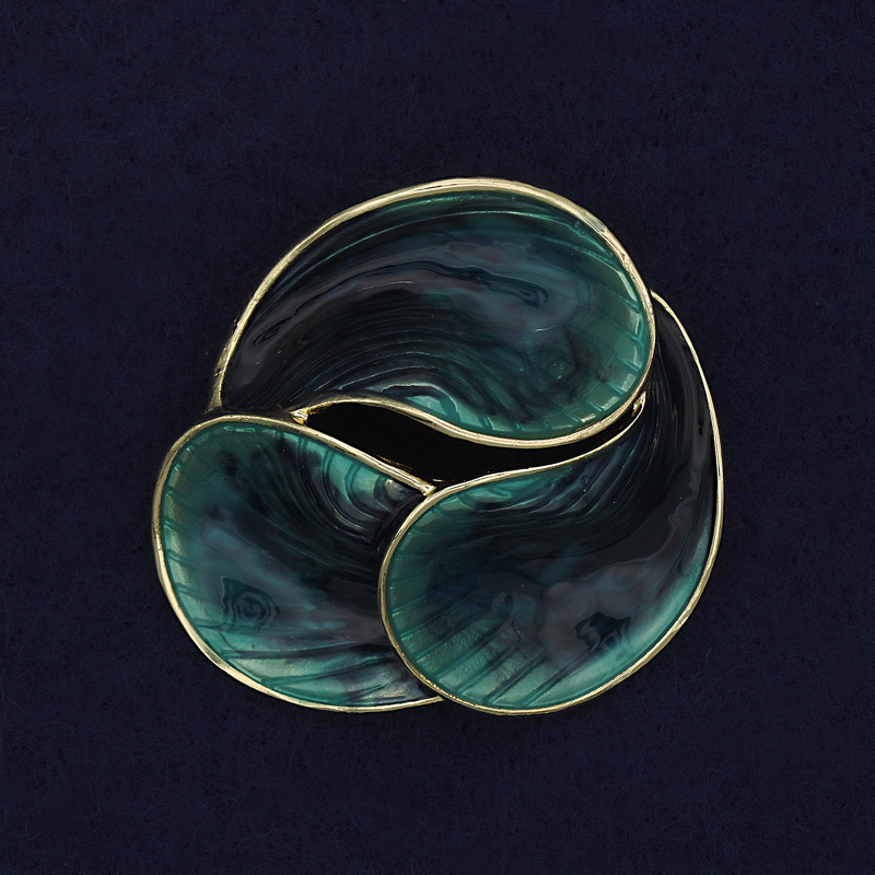 Broșă Accent cu email verde 44 mm+