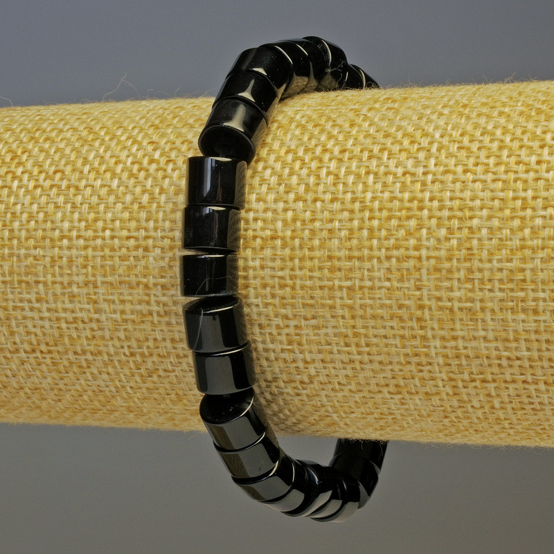 Brățară din agate cilindrice, diametru 8×5 mm, lungime 18 cm, elastică