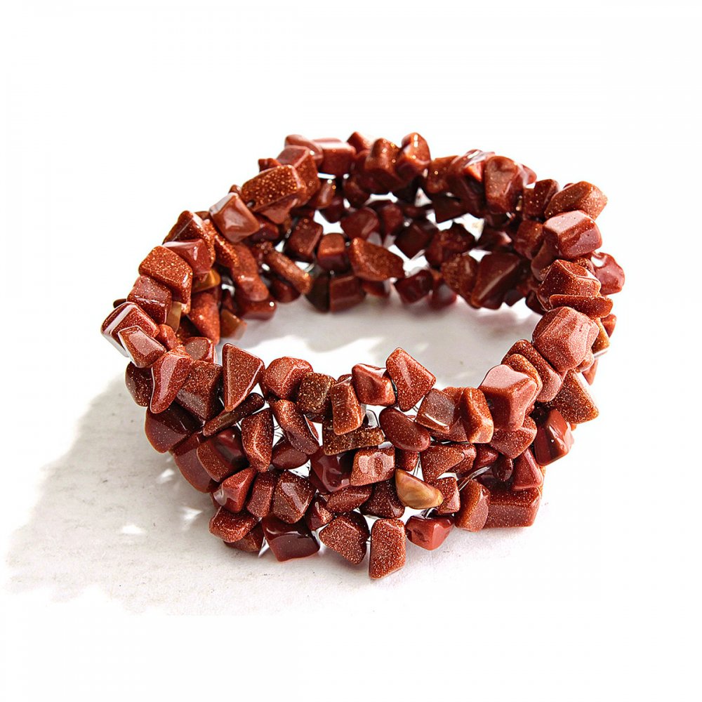 Brățară elastică cu aventurin sintetic – „Nisip auriu” fragmente de piatră