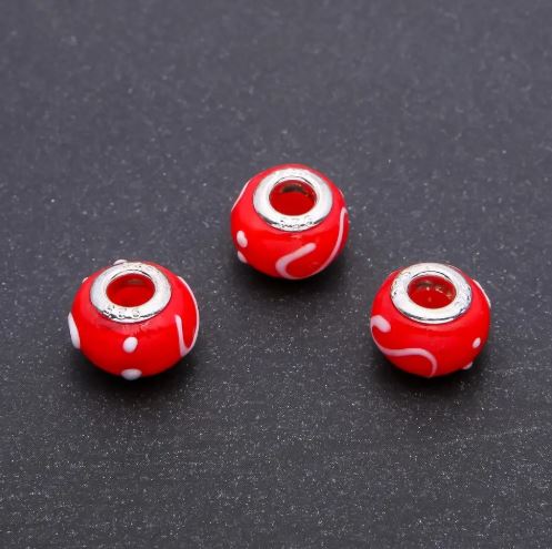 Mărgea Pandora din plastic, diametru 14x10 mm, gaură de 4,5 mm, set de 6 buc.