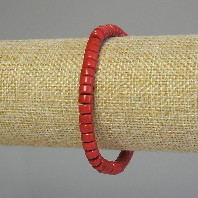Brățară din coral artificial rondel 6x4 mm, lungime 18 cm, pe elastic
