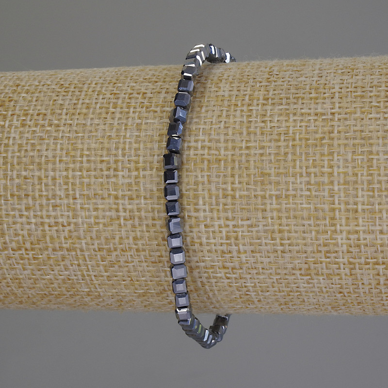 Brățară din terahertz cu cuburi tăiate, diametru 3×3 mm, lungime 18 cm, elastic