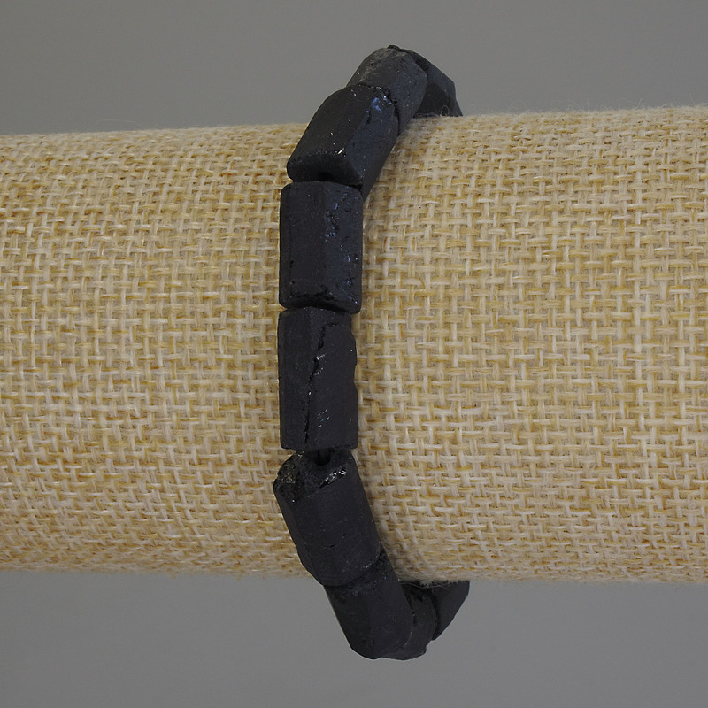 Brățară din turmalin Sherl, tăiat facetat, diametrul 14x8 mm +/-, lungimea 18 cm +/-, pe elastic