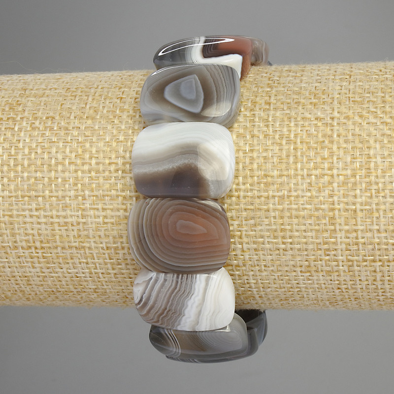 Brățară din agat Botswana, piatră naturală, zale rotunjite, diametrul 20x14 mm +/-, lungime 18 cm +/-, pe elastic