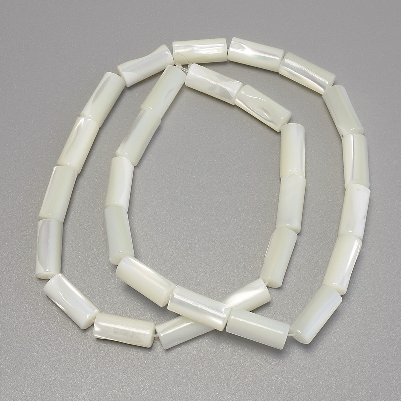 Mărgele sidef cilindrice, diametrul 13×6 mm, lungimea aproximativ 39 cm, pe fir