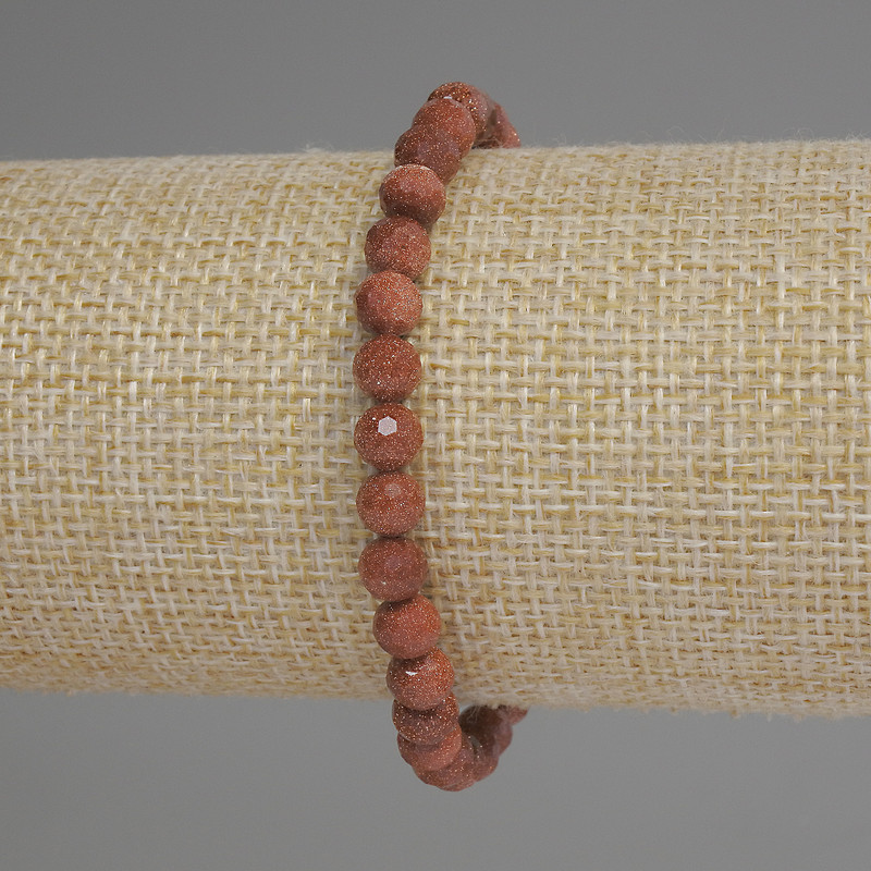 Brățară din aventurin „Nisip auriu”, cu mărgele tăiate, diametrul 6 mm, lungimea 18 cm, pe elastic