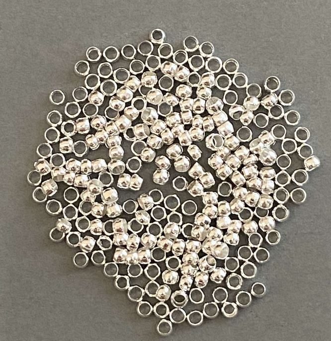 Crimpuri de fixare «zahipi», diametru 3 mm, culoare metalică «argintiu», ambalaj de 300 g