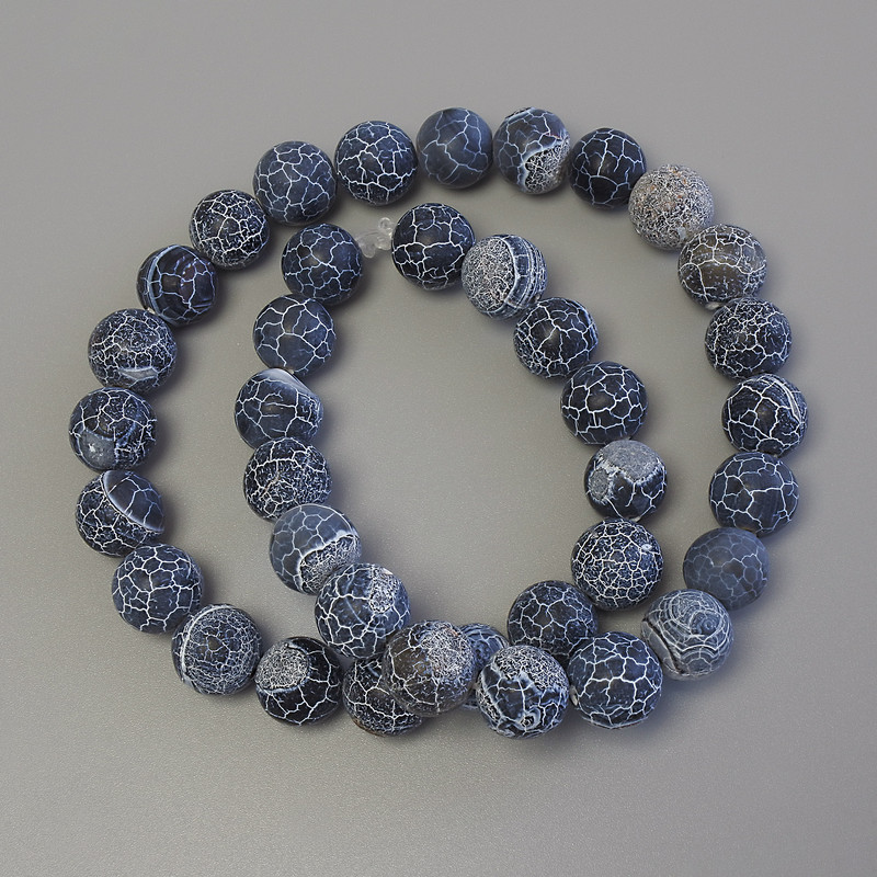 Mărgele de agat înghețat pe fir, bile netede, diametrul 10 mm, lungime 38 cm