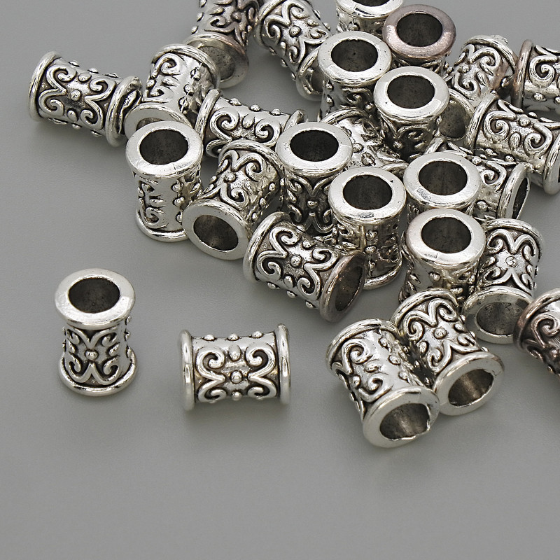Inserție pentru mărgele, culoare metalică argintie, diametrul 9x6 mm, gaură de 4,5 mm, ambalaj 20 g (~27 buc.)