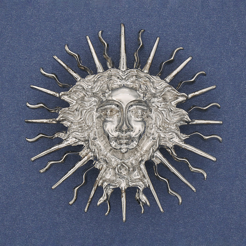 Broșă-pendativ Iarilo, metal argintiu, 59 mm+