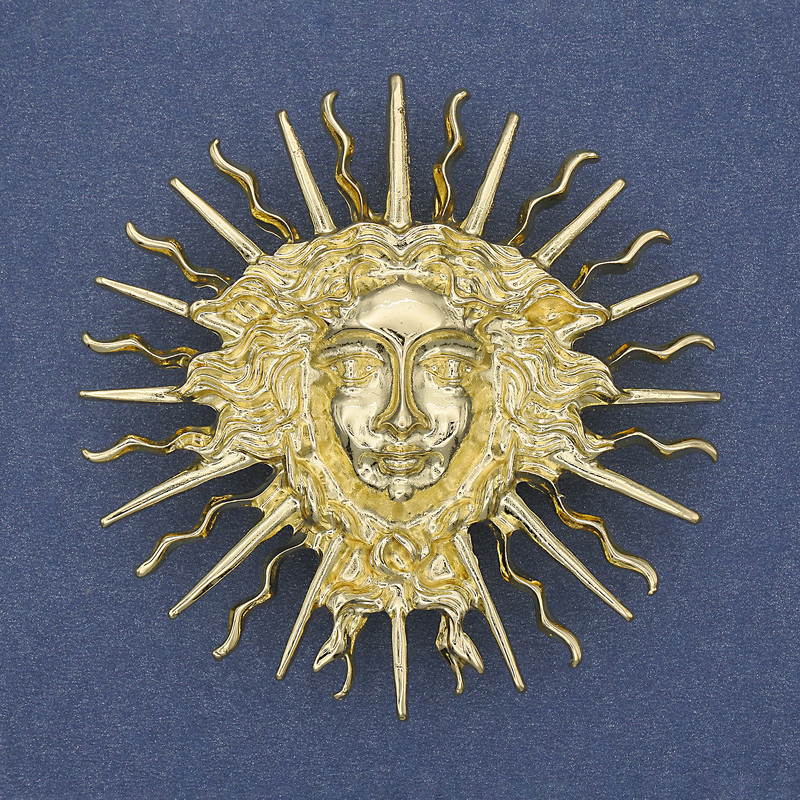 Broșă-pandantiv «Iarilo» din metal auriu, 59 mm+