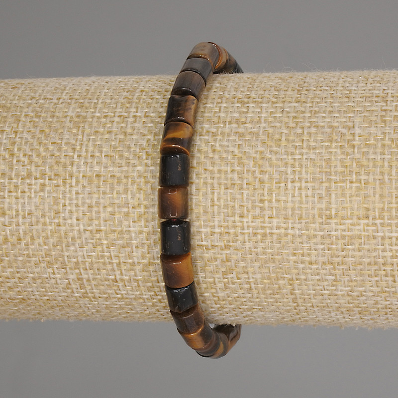 Brățară din ochi de tigru cilindrică, diametrul 6x6 mm, lungime 18 cm, elastică