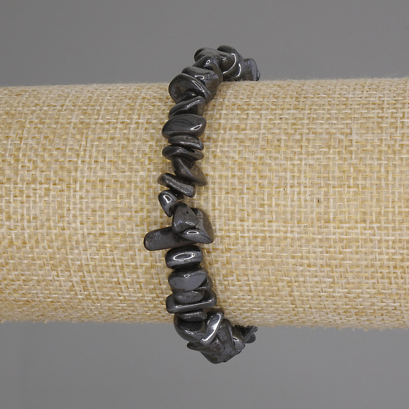 Brățară din hematit mărunțit, diametre 8-11×4-6 mm, lungime 18 cm, elastic