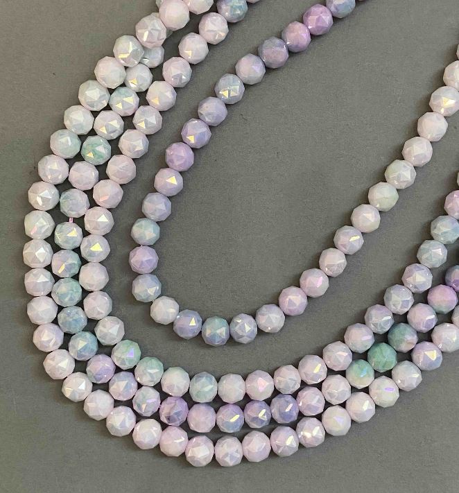 Mărgele din cristal ceh multicolor pe șnur, bilă tăiată, diametrul 8 mm, lungime 38 cm +/-