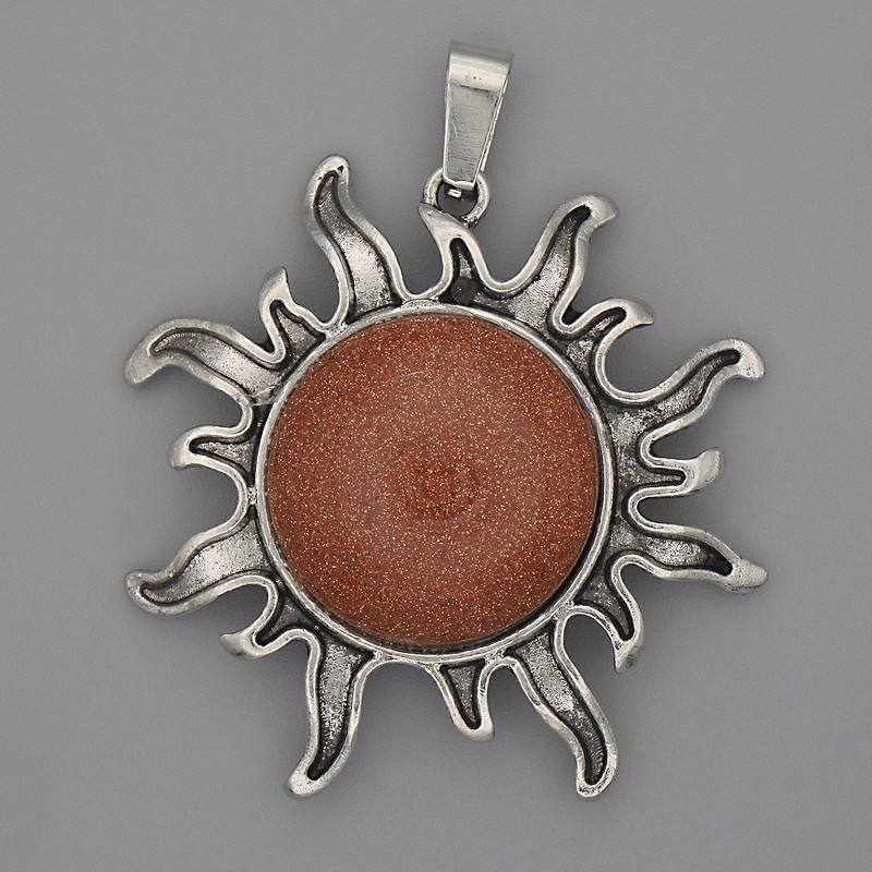 Pandantiv Soare din aventurin «Nisip auriu», diametru 39 mm, lungime 46 mm+