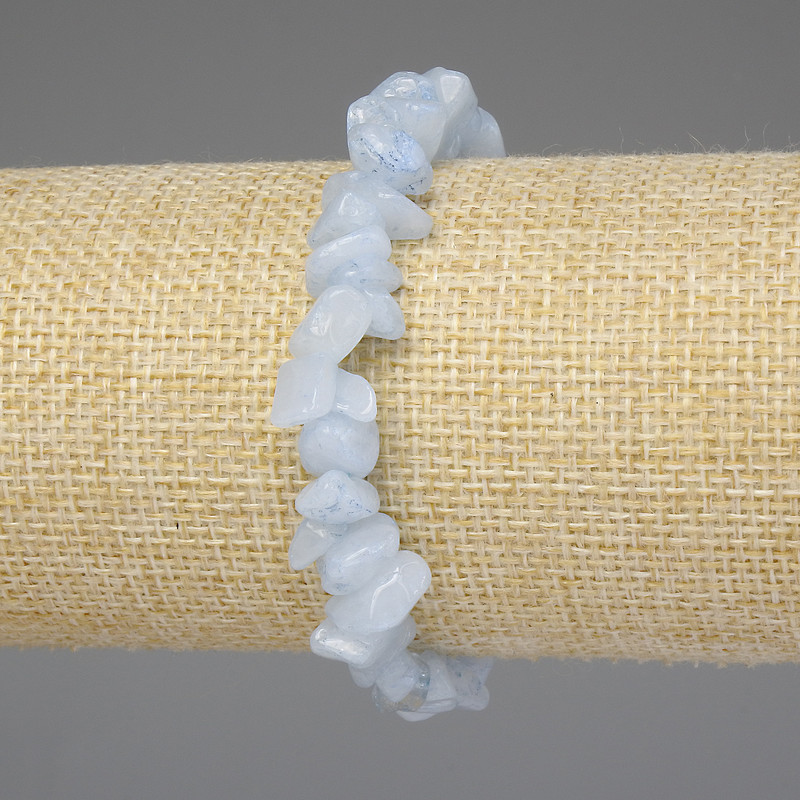 Brățară din acvamarin - cioburi 7-8×4-7 mm, lungime 18 cm, pe elastic