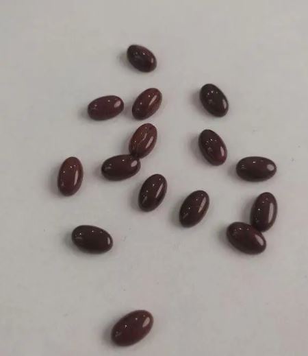 Furnitură cabochon mini oval jasper roșu, diametrul 8×5 mm+