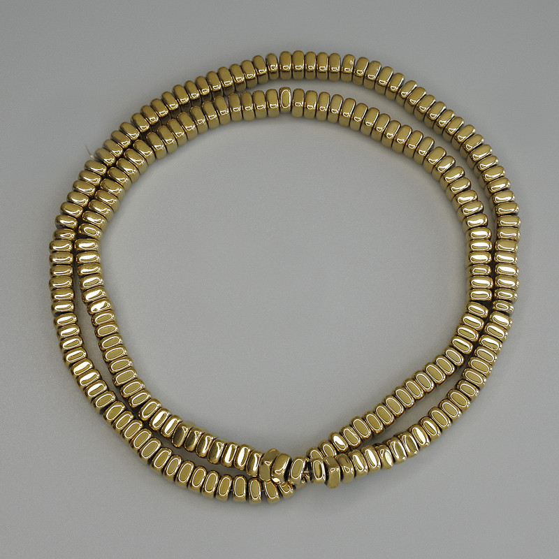 Mărgele din hematit culoare aurie, rondel pătrat 4×2 mm, pe șnur, lungime 40 cm+