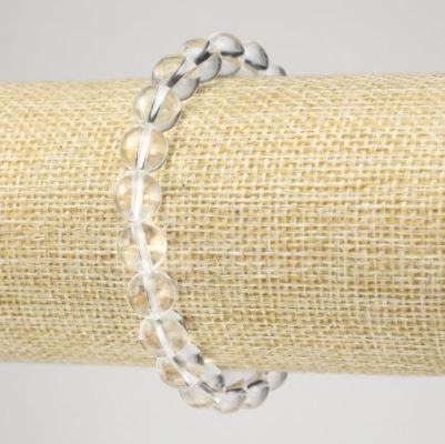 Brățară din cristal de munte, mărgele lucioase de diametru 8 mm, lungime 18 cm, pe elastic