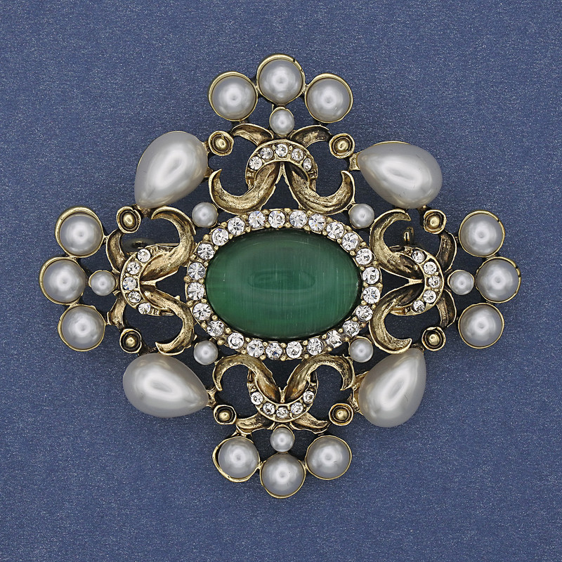 Broșă-pendentă Accent Perle Ochi de Pisică, auriu