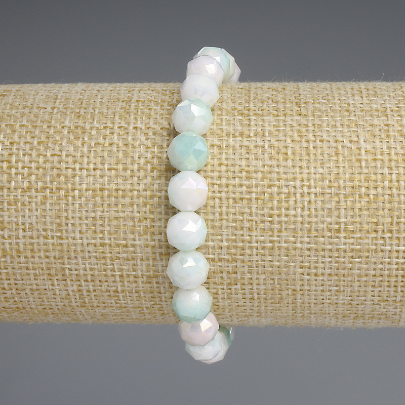 Brățară din cristal ceh, multicolor, mărgele tăiate cu facet, 8 mm, lungime 18 mm ±, elastică