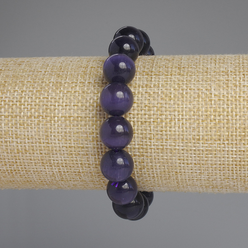 Brățară cu ochiul pisicii, mărgele netede, diametrul 11,5 mm, lungime 18 cm, pe elastic