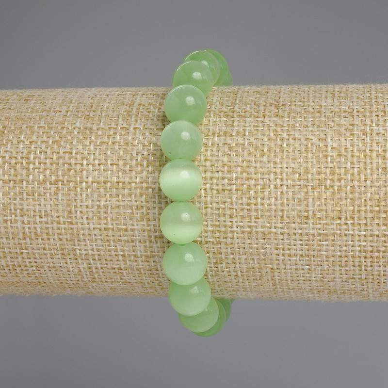 Brățară cu ochiul pisicii, mărgele netede, diametru 10 mm, lungime 18 cm, pe elastic