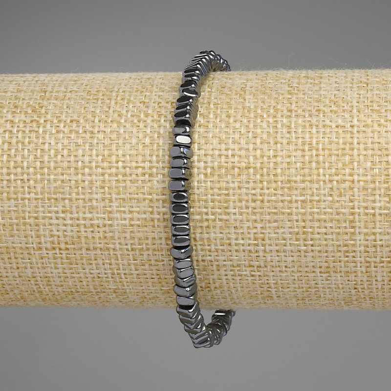 Браслет Гематит квадратний рондель 4х2мм+-, довжина 18см+- стрейч