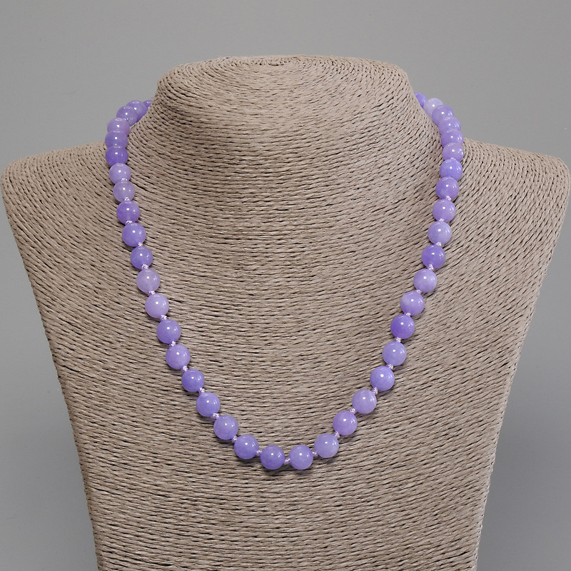 Colier cu acvamarin – boabe netede, diametrul 8 mm, lungime 50 cm, cu închizător