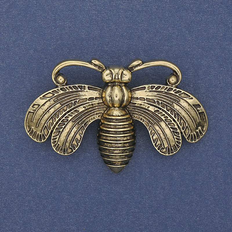 Broșă Fluture, culoare aur vechi, metal auriu 50x33mm+