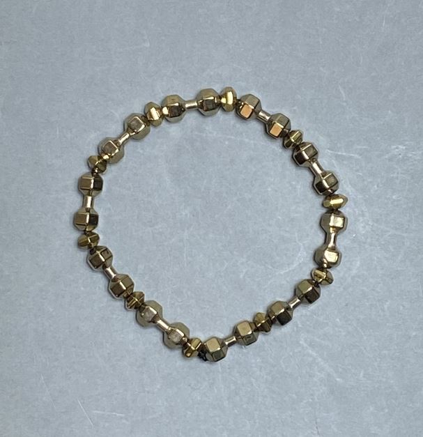 Brățară din hematit în formă de ganteră, diametru 15x6 mm +-, rondel facetat 6x4 mm +-, lungime 18 cm, elastic