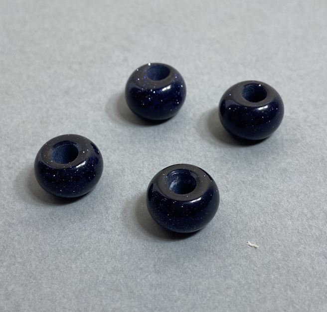 Mărgea Pandora din aventurin «Nisip albastru Noapte Cairo» 14×9 mm + -, diametrul găurii 5,5 mm +