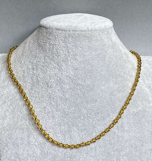 Чокер Чеський кришталь гранований рондель3, 5х3мм+- Гематит кулька 2мм+-, довжина 40см+ 5см ланцюжок