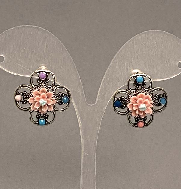 Cercei roz cu asteri, diametrul de 22 mm