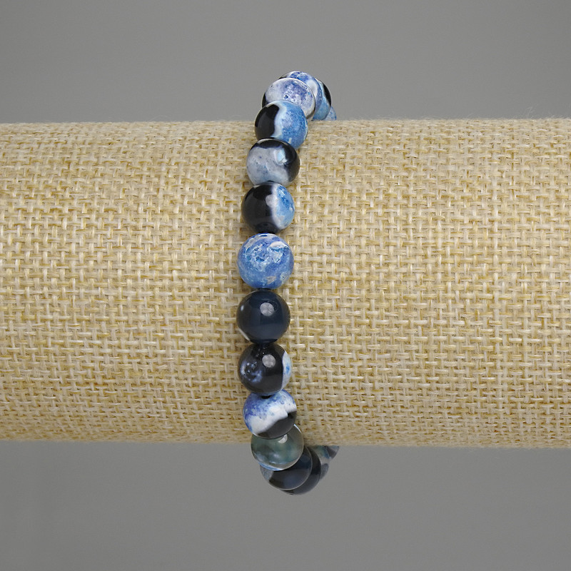 Brățară cu mărgele de agată de 8 mm, lungime 18 cm