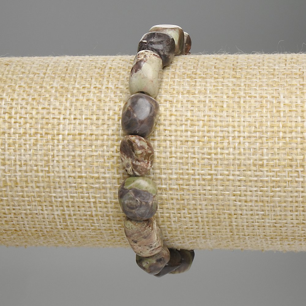 Brățară din jasp Picasso, fațetată, diametre 9–14×8–10 mm, lungime 18 cm ±, pe bază elastică