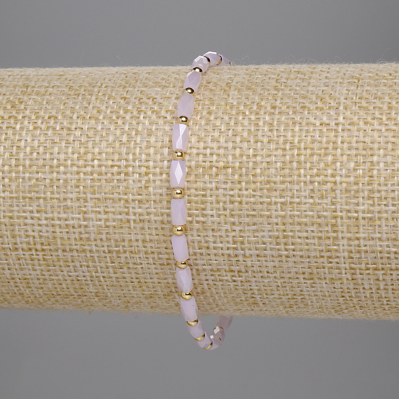 Brățară cu cristal ceh roz facetat, cilindru 5×3 mm +/-, mărgele 2 mm +/-, lungime 18 cm, elastice