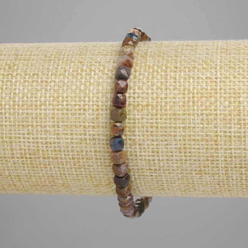 Brățară din pietersit, cuburi facetate 4x4 mm, lungime 18 cm +/- elastic