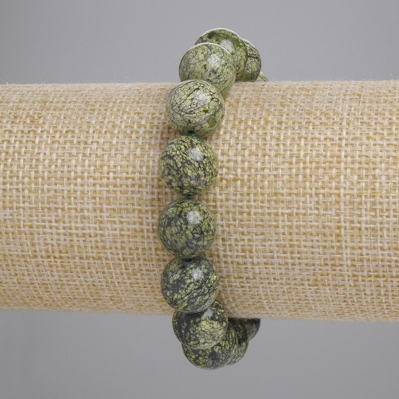 Brățară din serpentină, mărgele netede, diametrul de 12 mm, lungimea 18 cm, pe elastic