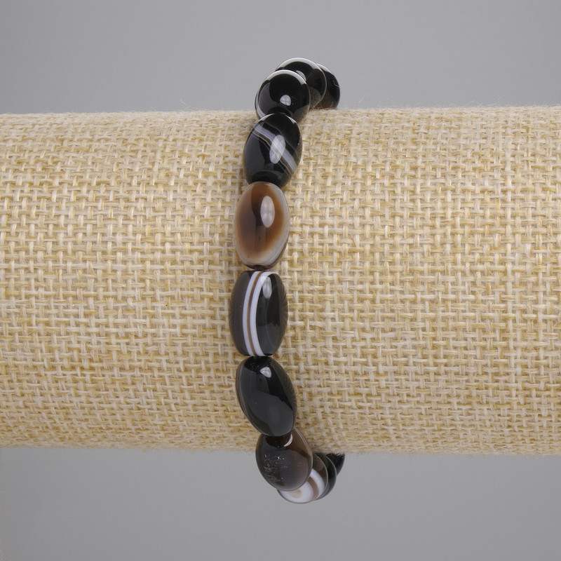 Brățară din agat „Grăunte”, diametru 12×8 mm, lungime 18 cm, extensibilă