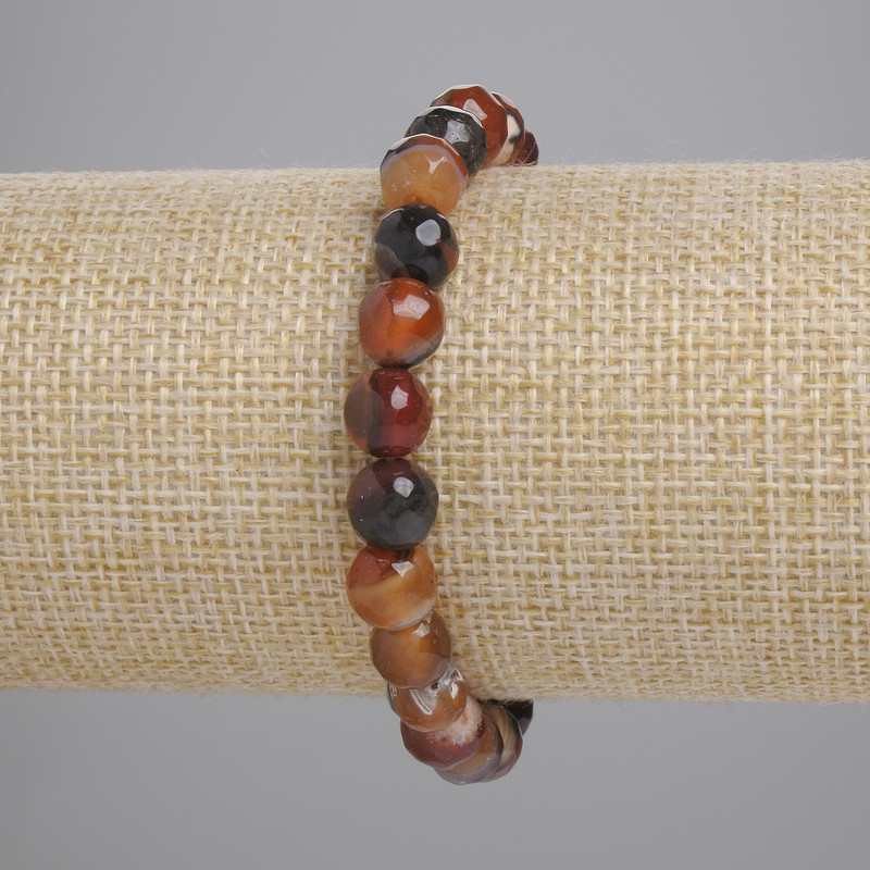 Promoție! Brățară din agată fațetată, diametru 8 mm, lungime 18 cm, pe elastic