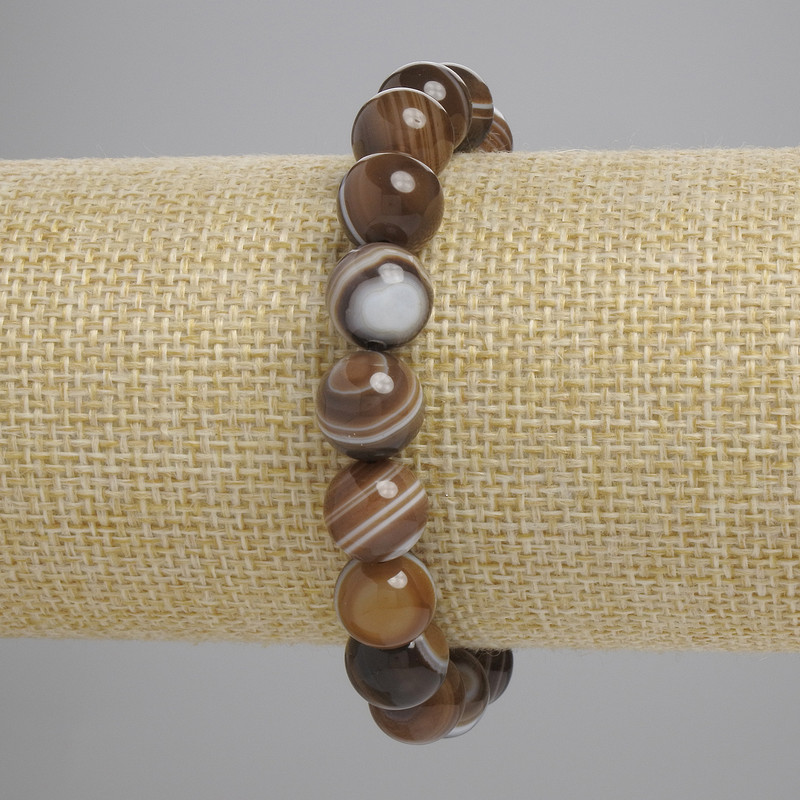 Brățară din agat, bile netede, diametru 10 mm+-, lungime 18 cm+-, pe elastic