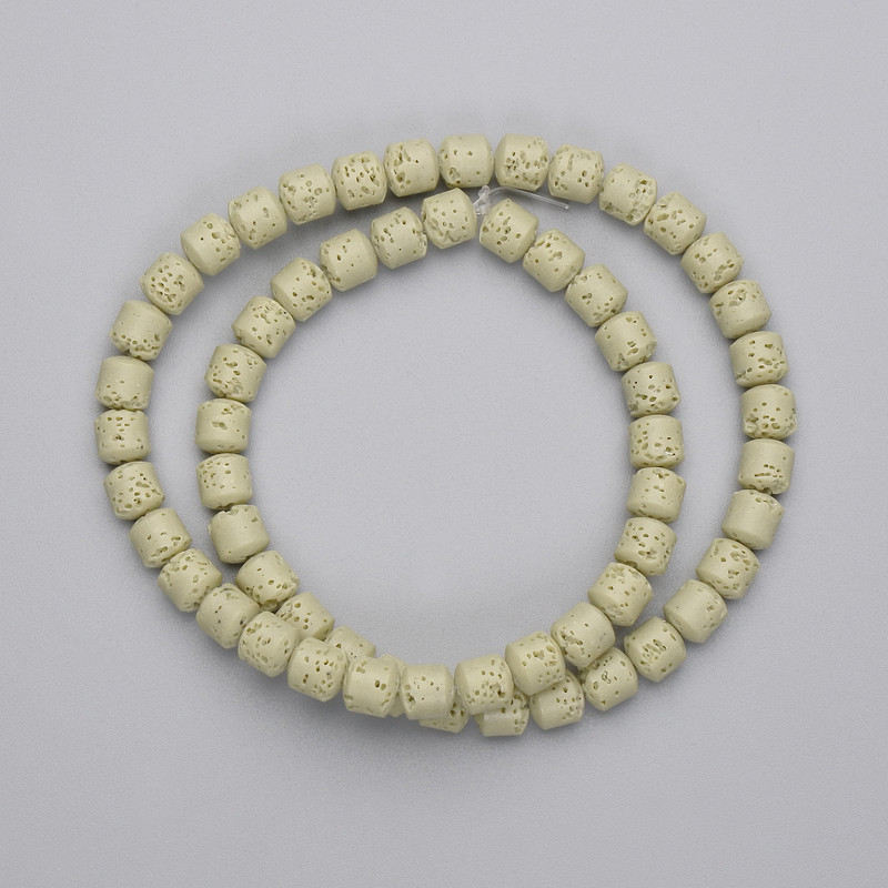 Mărgele din lavă vulcanică cilindrice, diametrul 6x6 mm ± pe șnur, lungime 38 cm ±