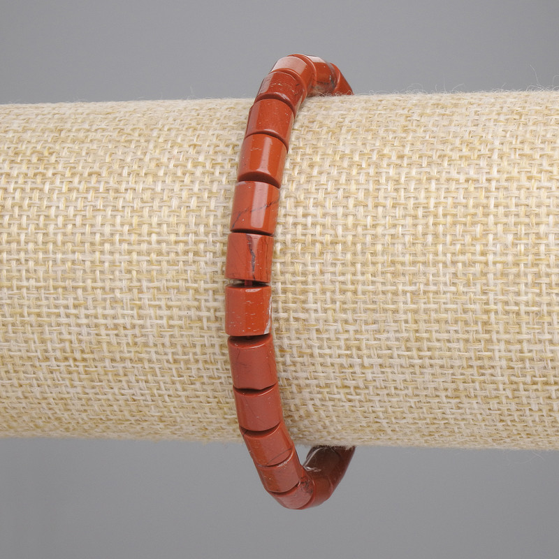 Brățară din jasper roșu, mărgele cilindrice, diametru 6x6 mm ±, lungime 18 cm+