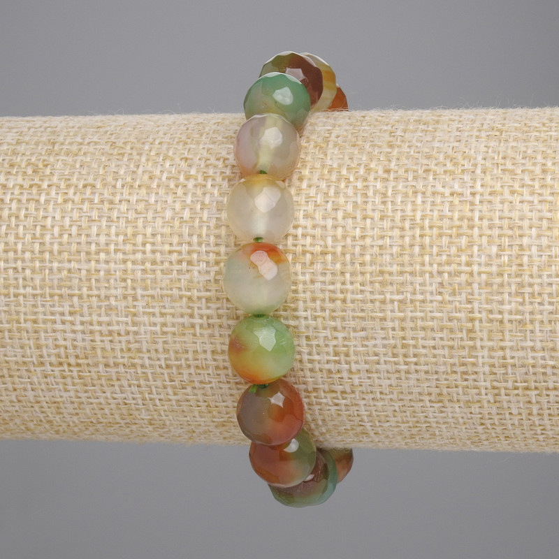 Brățară din agat brazilian, cu bile facetate, diametrul 9,5 mm, lungime 18 cm, elastică