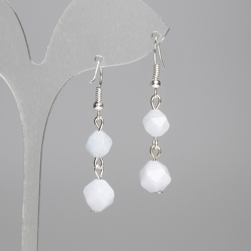 Cercei din acvamarin cu fațete multiple