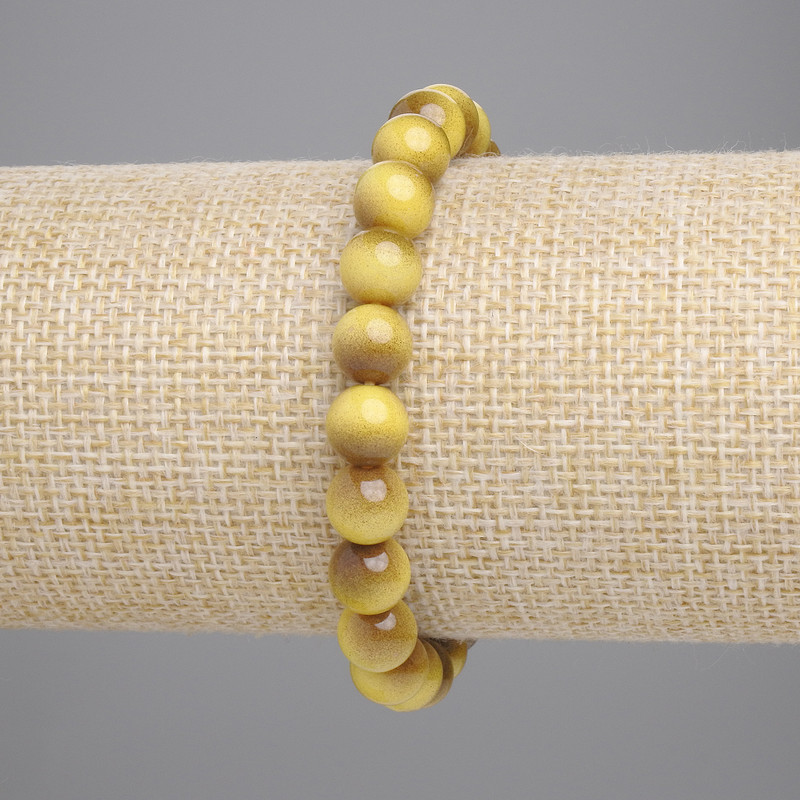 Brățară cu ochi de tigru — bile netede, diametrul 8 mm, lungime 18 cm, elastică