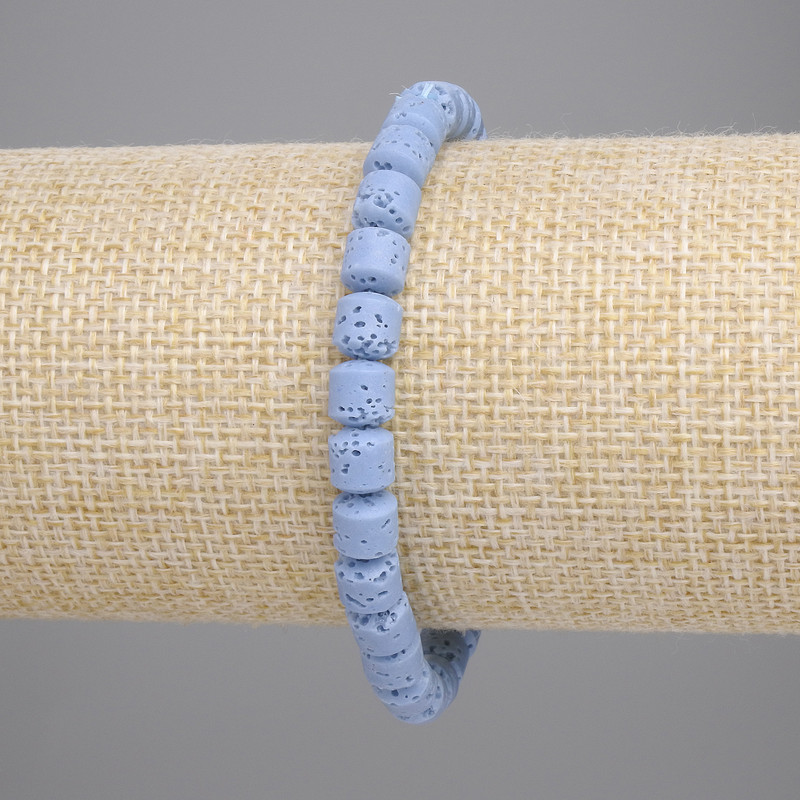 Brățară din lavă vulcanică albastră, cilindrică, diametru 6x6 mm, lungime 18 cm, elastică