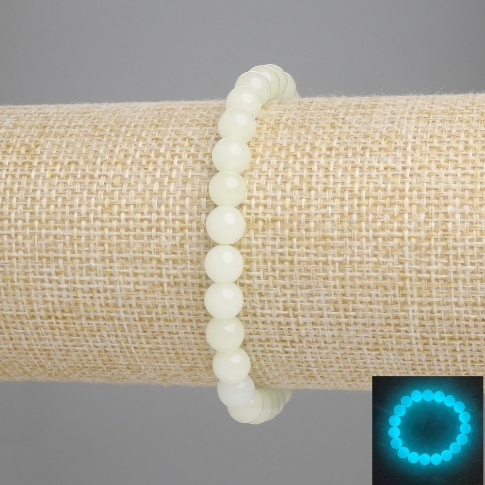 Браслет Онікс (бірюзове світіння) гладка кулька, діаметр 6мм+-, довжина 18см+- стрейч