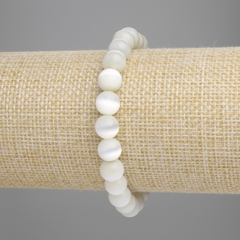 Brățară cu ochi de pisică sintetic, mărgele netede, diametrul 8 mm (+/-), lungimea 18 cm (+/-), elastică